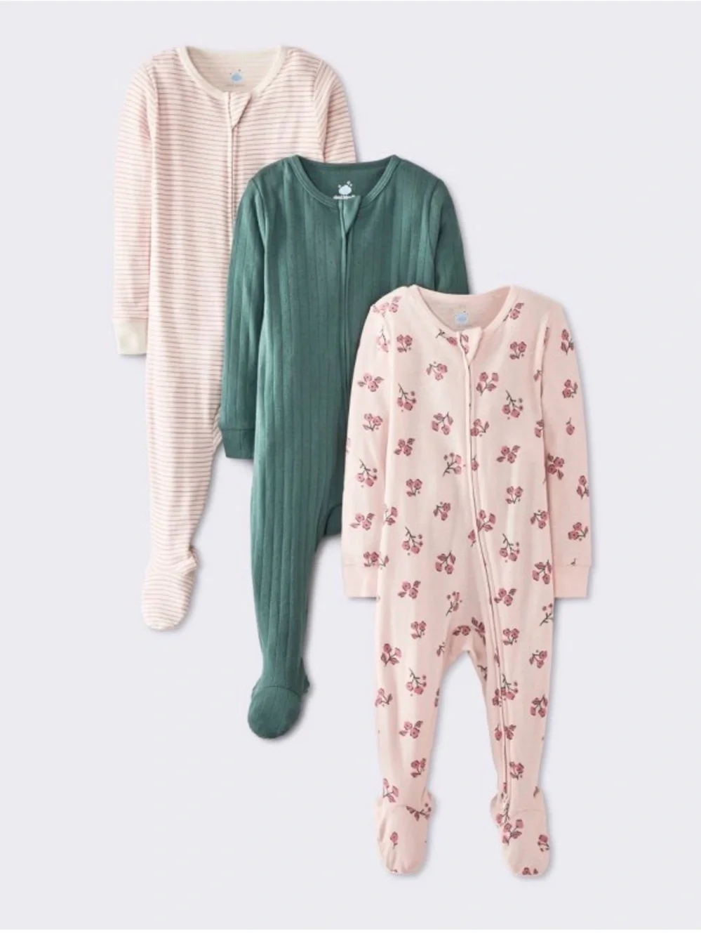 Carter's 3-Pack Footed One-Pieces in Pink and Green